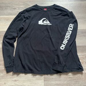 Quiksilver Black Long Sleeve Tee with White Logo